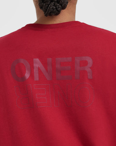 Classic Mirror Graphic Oversized T-Shirt | Washed Red Wine
