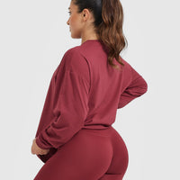 Classic Oversized Lightweight Long Sleeve Top | Burnt Cherry