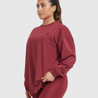 Classic Oversized Lightweight Long Sleeve Top | Burnt Cherry