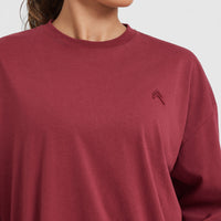 Classic Oversized Lightweight Long Sleeve Top | Burnt Cherry