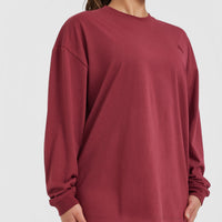 Classic Oversized Lightweight Long Sleeve Top | Burnt Cherry