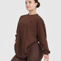 Classic Oversized Lightweight Long Sleeve Top | Espresso