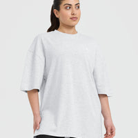 Classic Longline T-Shirt | Light Grey Marl