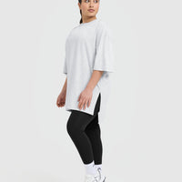 Classic Longline T-Shirt | Light Grey Marl