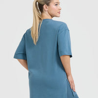 Classic Longline T-Shirt | Moonstone Blue