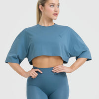 Classic Relaxed Crop Lightweight T-Shirt | Moonstone Blue