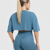 Classic Relaxed Crop Lightweight T-Shirt | Moonstone Blue