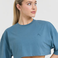 Classic Relaxed Crop Lightweight T-Shirt | Moonstone Blue