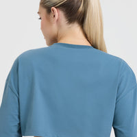 Classic Relaxed Crop Lightweight T-Shirt | Moonstone Blue