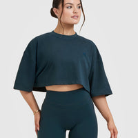 Classic Relaxed Crop Lightweight T-Shirt | Oil Blue