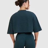 Classic Relaxed Crop Lightweight T-Shirt | Oil Blue