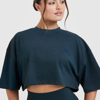 Classic Relaxed Crop Lightweight T-Shirt | Oil Blue