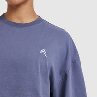 Classic Relaxed Crop Lightweight T-Shirt | Washed Slate Blue