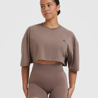 Classic Relaxed Crop Lightweight T-Shirt | Cool Brown
