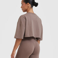 Classic Relaxed Crop Lightweight T-Shirt | Cool Brown