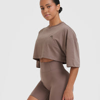 Classic Relaxed Crop Lightweight T-Shirt | Cool Brown
