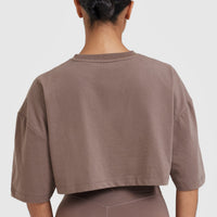 Classic Relaxed Crop Lightweight T-Shirt | Cool Brown