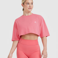 Classic Relaxed Crop Lightweight T-Shirt | Washed Amplify Pink