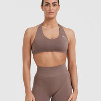 Classic Seamless 2.0 Halter Neck Bralette | Cool Brown Marl