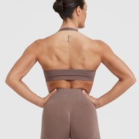 Classic Seamless 2.0 Halter Neck Bralette | Cool Brown Marl