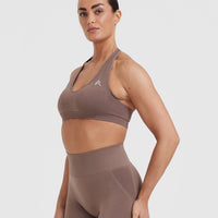 Classic Seamless 2.0 Halter Neck Bralette | Cool Brown Marl