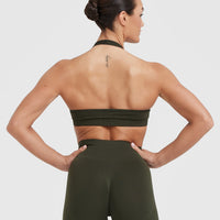 Classic Seamless 2.0 Halter Neck Bralette | Khaki Marl