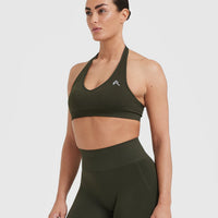 Classic Seamless 2.0 Halter Neck Bralette | Khaki Marl