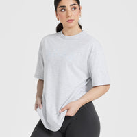 Classic Varsity Oversized Lightweight T-shirt | Light Grey Marl