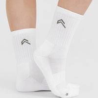 Crew Socks 2 Pack | White/Grey/Forest Green
