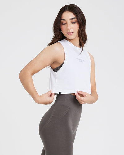 Graphic Jersey Tank | White