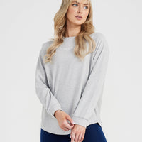 Graphic Oversized Long Sleeve Tee | Silver Marl