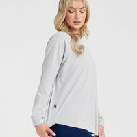 Graphic Oversized Long Sleeve Tee | Silver Marl