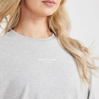 Graphic Oversized Long Sleeve Tee | Silver Marl