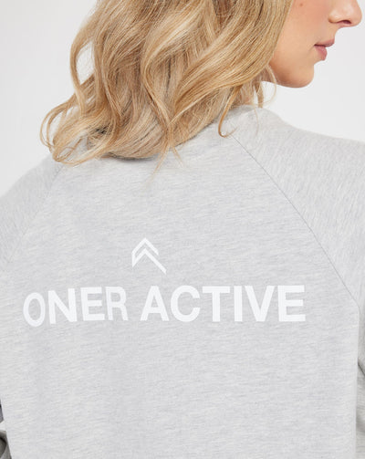 Graphic Oversized Long Sleeve Tee | Silver Marl