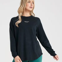 Graphic Oversized Long Sleeve Tee | Washed Black