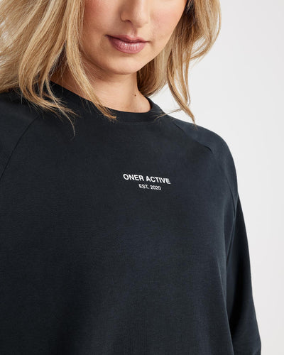 Graphic Oversized Long Sleeve Tee | Washed Black
