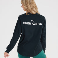 Graphic Oversized Long Sleeve Tee | Washed Black