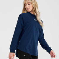 Graphic Oversized Long Sleeve Tee | Washed Midnight
