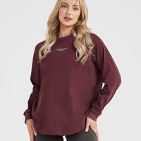 Graphic Oversized Long Sleeve Tee | Washed Rosewood