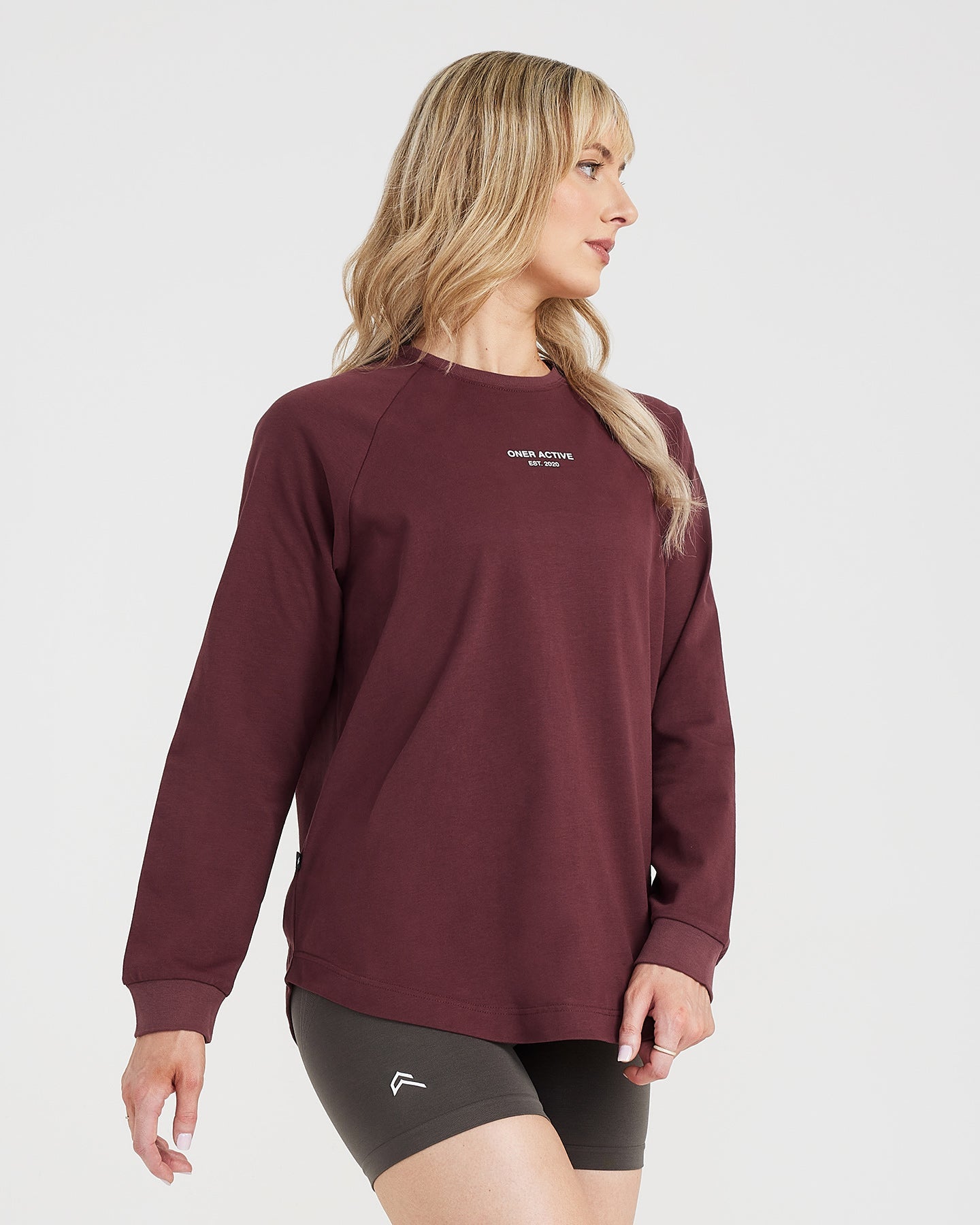 Graphic Oversized Long Sleeve Tee | Washed Rosewood