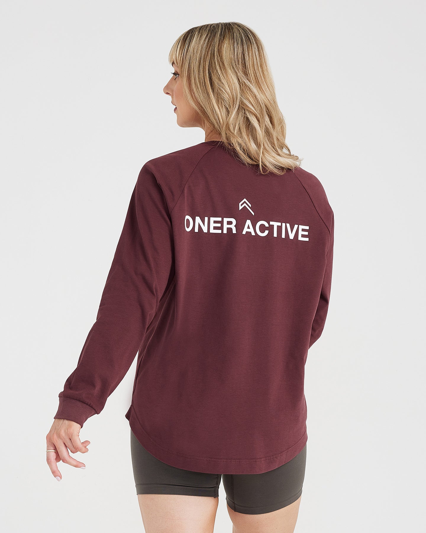 Graphic Oversized Long Sleeve Tee | Washed Rosewood