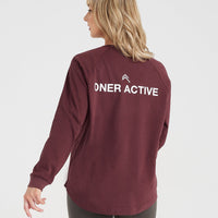 Graphic Oversized Long Sleeve Tee | Washed Rosewood