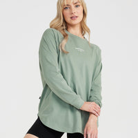 Graphic Oversized Long Sleeve Tee | Washed Sage