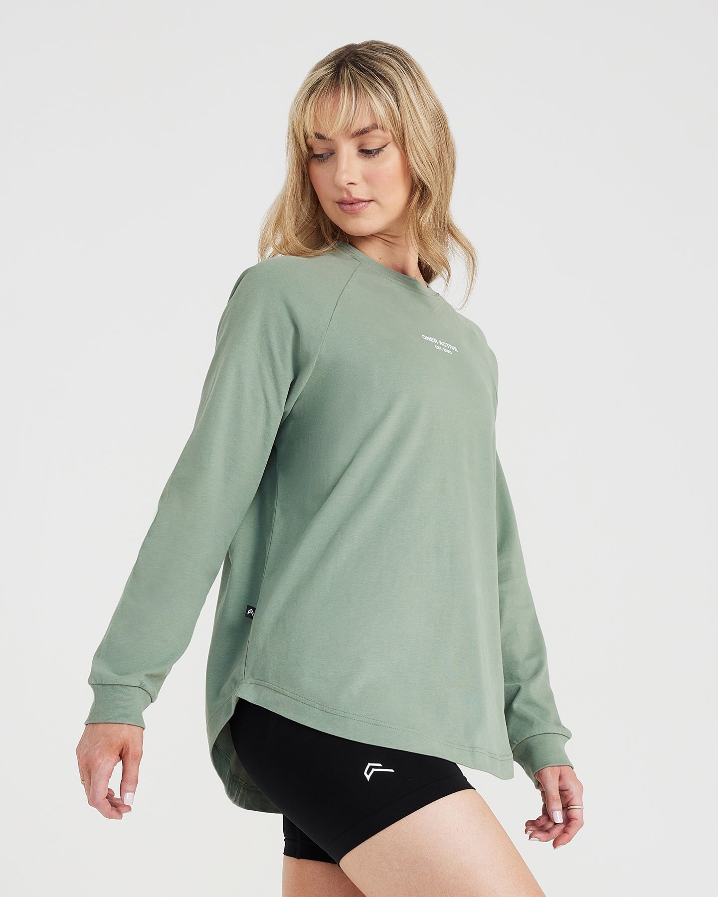 Graphic Oversized Long Sleeve Tee | Washed Sage