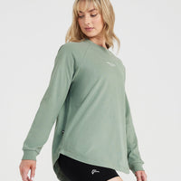 Graphic Oversized Long Sleeve Tee | Washed Sage