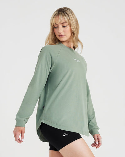 Graphic Oversized Long Sleeve Tee | Washed Sage