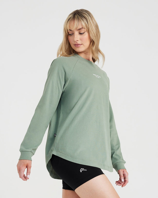 Graphic Oversized Long Sleeve Tee | Washed Sage