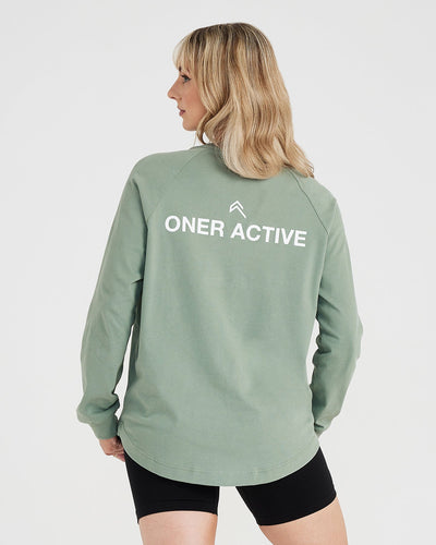Graphic Oversized Long Sleeve Tee | Washed Sage
