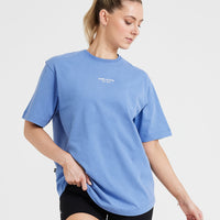 Graphic Oversized Short Sleeve Tee | Washed Light Denim