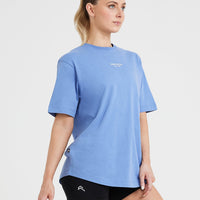 Graphic Oversized Short Sleeve Tee | Washed Light Denim